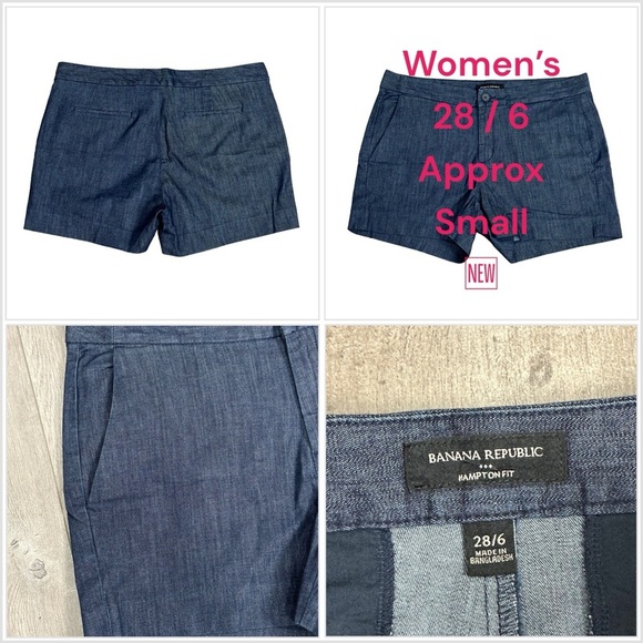 Women's Banana Republic 28 6 Small Shorts Chino Khakis Navy Blue Spandex New - Picture 1 of 8